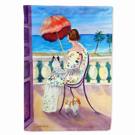 Lady/Dog Breed Flag Canvas (Color: Japanese Chin, size: 28 x 40)