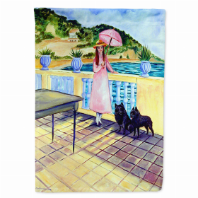Lady/Dog Breed Flag Canvas (Color: Schipperke 1, size: 28 x 40)