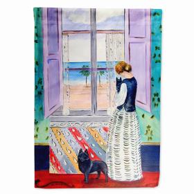 Lady/Dog Breed Flag Canvas (Color: Schipperke 2, size: 28 x 40)
