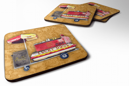 Hot Dog Foam Coaster (Color: Lucky Dog Vendor, size: 3.5 x 3.5)